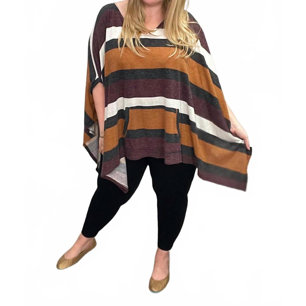 NEW ODDI fall hayride striped poncho in multi color - Picture 4 of 5